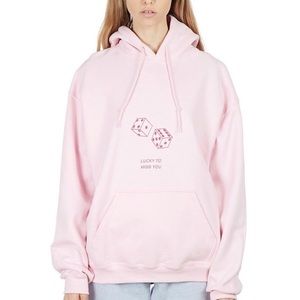Danielle Guizio pink hoodie